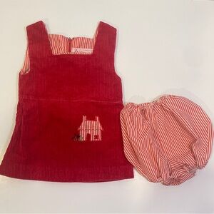 Red Corduroy Kids Dress Set